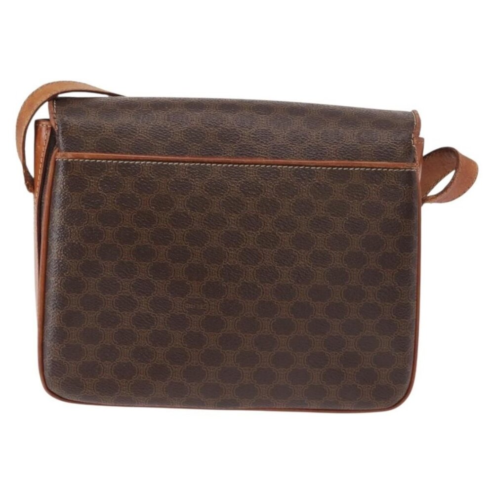 Authentic CELINE Macadam Canvas Shoulder Bag PVC Leather Brown Gold - Picture 9 of 16